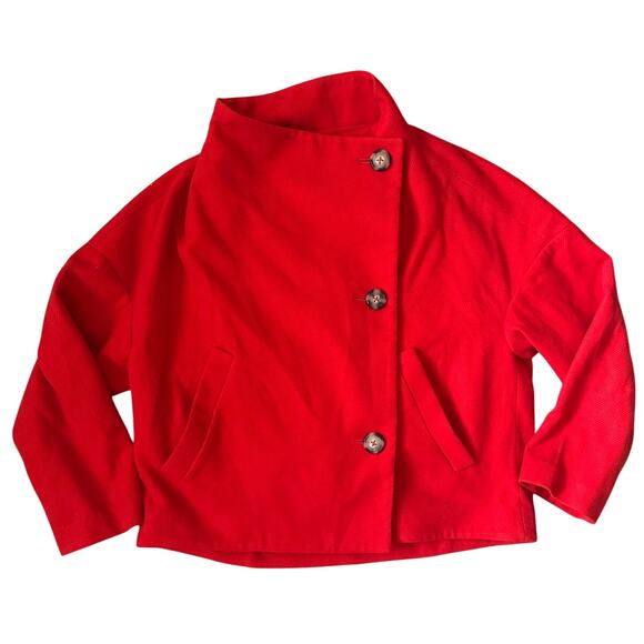 Anthropologie Sascha Asymmetrical Jacket Bright Red Size Medium - Picture 10 of 13